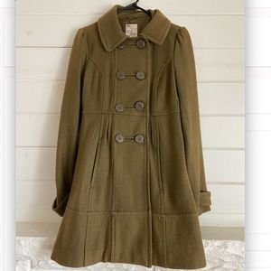 Tulle Olive Green Double-Breasted Coat